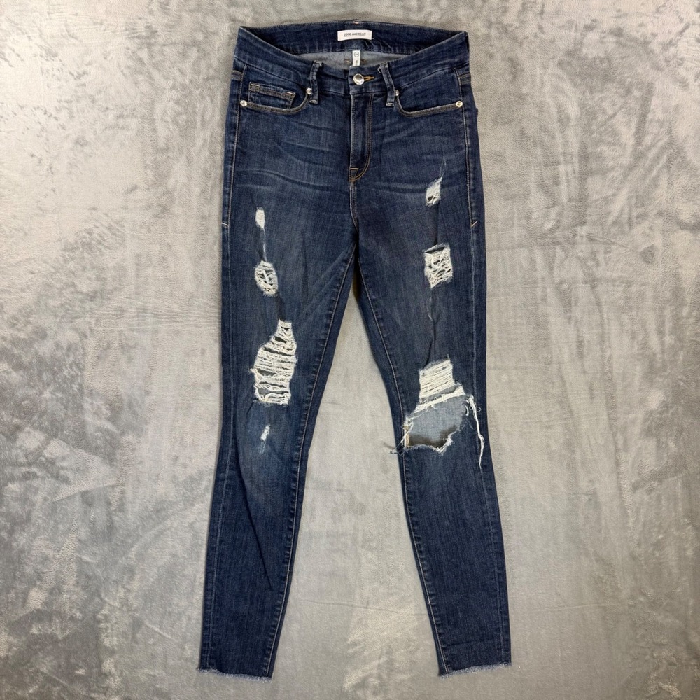 Good American Good Legs Skinny Jeans Women's 2 / 26 Blue Distressed Denim Pants